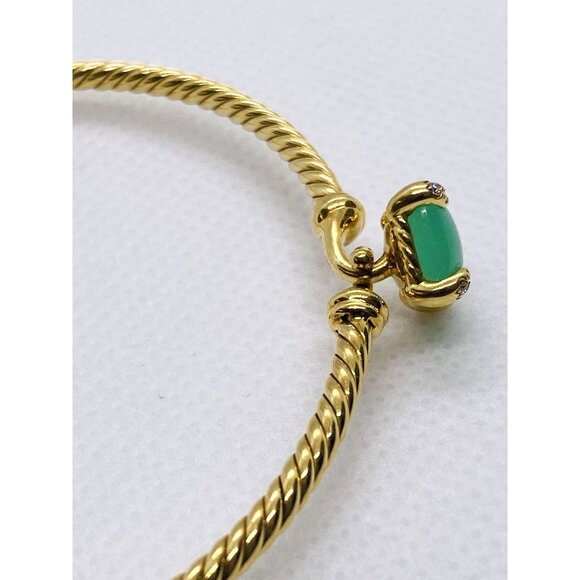 David Yurman Chatelaine Diamond Bracelet Bangle Chrysoprase 6.25" - Picture 4 of 10